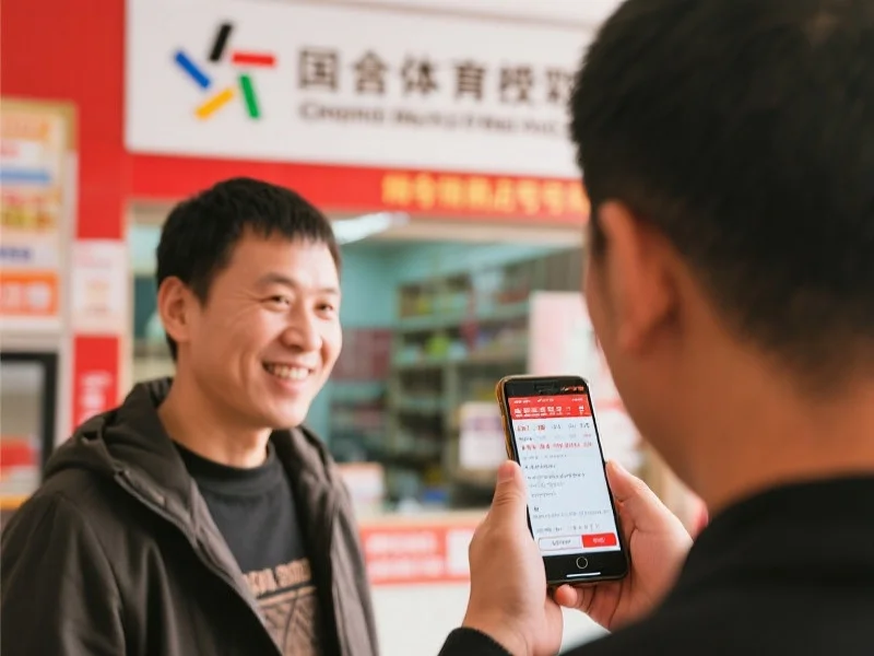 顾客正在通过手机查询体彩销售点编号，确保其为官方授权